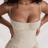 Felicity Midi Dress with Corset and No Sleeves