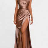 Symone Twisted Halter Dress with Dramatic Side Split