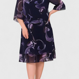 Shriley Chiffon Dress with Midnight Swirl Print and Fluid Silhouette