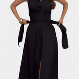 Meryl Shirt Dress with Buttons and Adjustable Tie