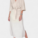 Ainhoa Casual Dress with Front Knot and V-Neck