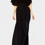 Sima Printed Cross-Over Dress with V-Neck and Flared Sleeves