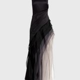 Angela Layered Ombre Dress with Boat Neck and Fluid Silhouette