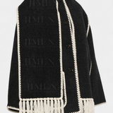 Pauline Loose Fit Coat with Integrated Fringed Scarf