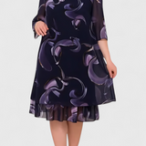 Shriley Chiffon Dress with Midnight Swirl Print and Fluid Silhouette