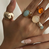 Open Ring Set with Rhinestones