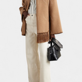 Pauline Loose Fit Coat with Integrated Fringed Scarf