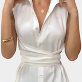 Meryl Shirt Dress with Buttons and Adjustable Tie