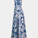 Shante Floral Print A-Line Dress with Lapel Collar