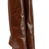 High Heel Crocodile Effect Synthetic Leather Boots with Pointed Toe