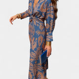Elara Maxi Dress with V-Neck and Front Knot