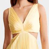 Selena Sleeveless Pleated Dress with Side Cut and Twisted Detail