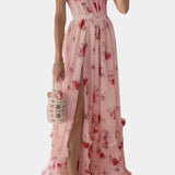 Luna Maxi Dress with Floral Corset and Sophisticated Silhouette