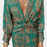 Elara Maxi Dress with V-Neck and Front Knot