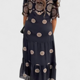 Cathy Elegant Summer Mesh Dress with Hollow Design and Fluid Cut