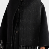 Pauline Loose Fit Coat with Integrated Fringed Scarf