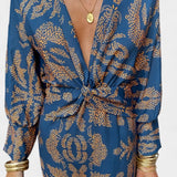 Elara Maxi Dress with V-Neck and Front Knot