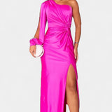 Charlotte Asymmetrical Draped One-Shoulder Dress