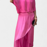 Wonder Two-Piece Flowing Set with Loose Top and Asymmetrical Skirt