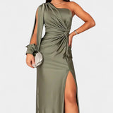 Charlotte Asymmetrical Draped One-Shoulder Dress