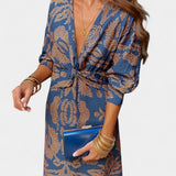 Elara Maxi Dress with V-Neck and Front Knot