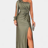 Charlotte Asymmetrical Draped One-Shoulder Dress