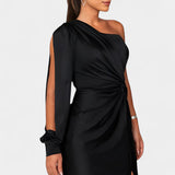 Charlotte Asymmetrical Draped One-Shoulder Dress