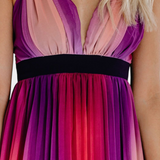 Cecilia Pleated Dress with Open Back and Gradient Print