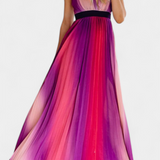 Cecilia Pleated Dress with Open Back and Gradient Print