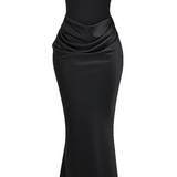 Emily Strapless Corset Draped Maxi Dress