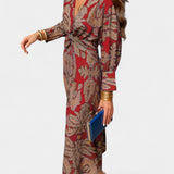 Elara Maxi Dress with V-Neck and Front Knot