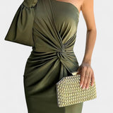 Charlotte Asymmetrical Draped One-Shoulder Dress