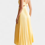 Selena Sleeveless Pleated Dress with Side Cut and Twisted Detail