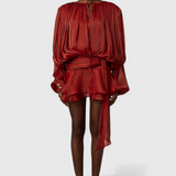 Aurore Mini Dress with Ruffles and Full Pleats