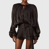 Aurore Mini Dress with Ruffles and Full Pleats