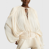 Aurore Mini Dress with Ruffles and Full Pleats