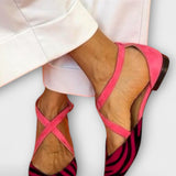 Fenna Ballerinas with Zebra Print and Crossed Straps