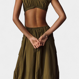 Katana Midi Dress with Bubble Hem and Fitted Corset