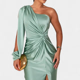 Charlotte Asymmetrical Draped One-Shoulder Dress