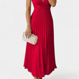Selena Sleeveless Pleated Dress with Side Cut and Twisted Detail
