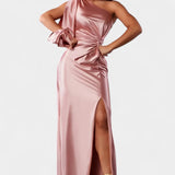 Charlotte Asymmetrical Draped One-Shoulder Dress