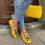 Sonia Animal Print Slip-On Shoes with Decorative Buckle