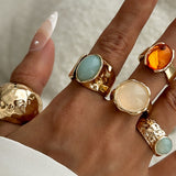 Open Ring Set with Rhinestones