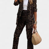 Nusa Leopard Print Jacket and Trouser Set