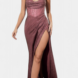 Armoni Mermaid Dress with Corset Bodice and Spaghetti Straps