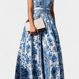 Shante Floral Print A-Line Dress with Lapel Collar