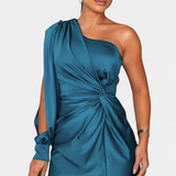 Charlotte Asymmetrical Draped One-Shoulder Dress