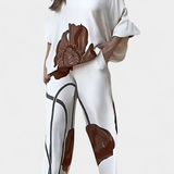 Sybella Two-Piece Floral Set with Off-the-Shoulder Top and Straight Trousers