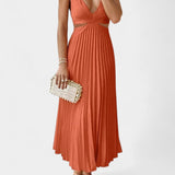 Selena Sleeveless Pleated Dress with Side Cut and Twisted Detail
