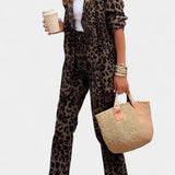 Nusa Leopard Print Jacket and Trouser Set